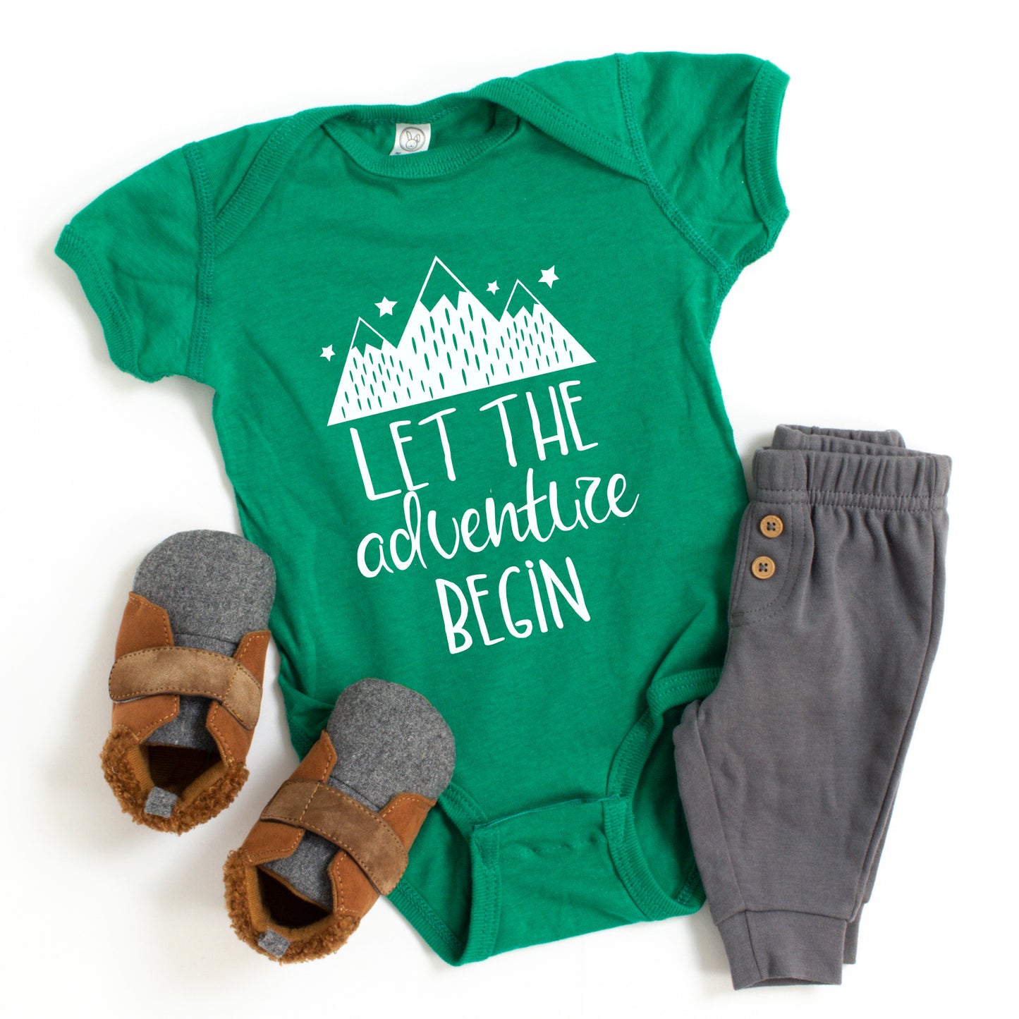 Let The Adventure Begin Mountains | Baby Graphic Short Sleeve Onesie