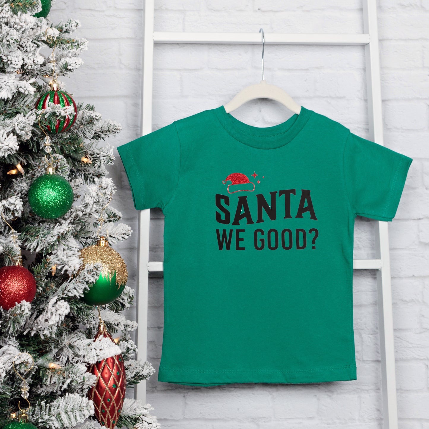 Santa We Good Glitter | Toddler Graphic Short Sleeve Tee