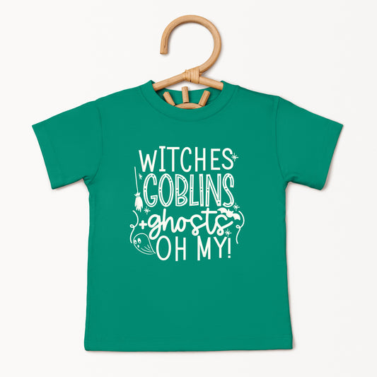 Witches Goblins Ghosts Puff Print | Toddler Graphic Short Sleeve Tee