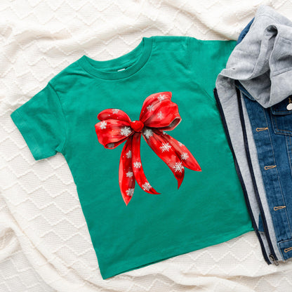 Coquette Christmas Snowflake Bow | Toddler Graphic Short Sleeve Tee