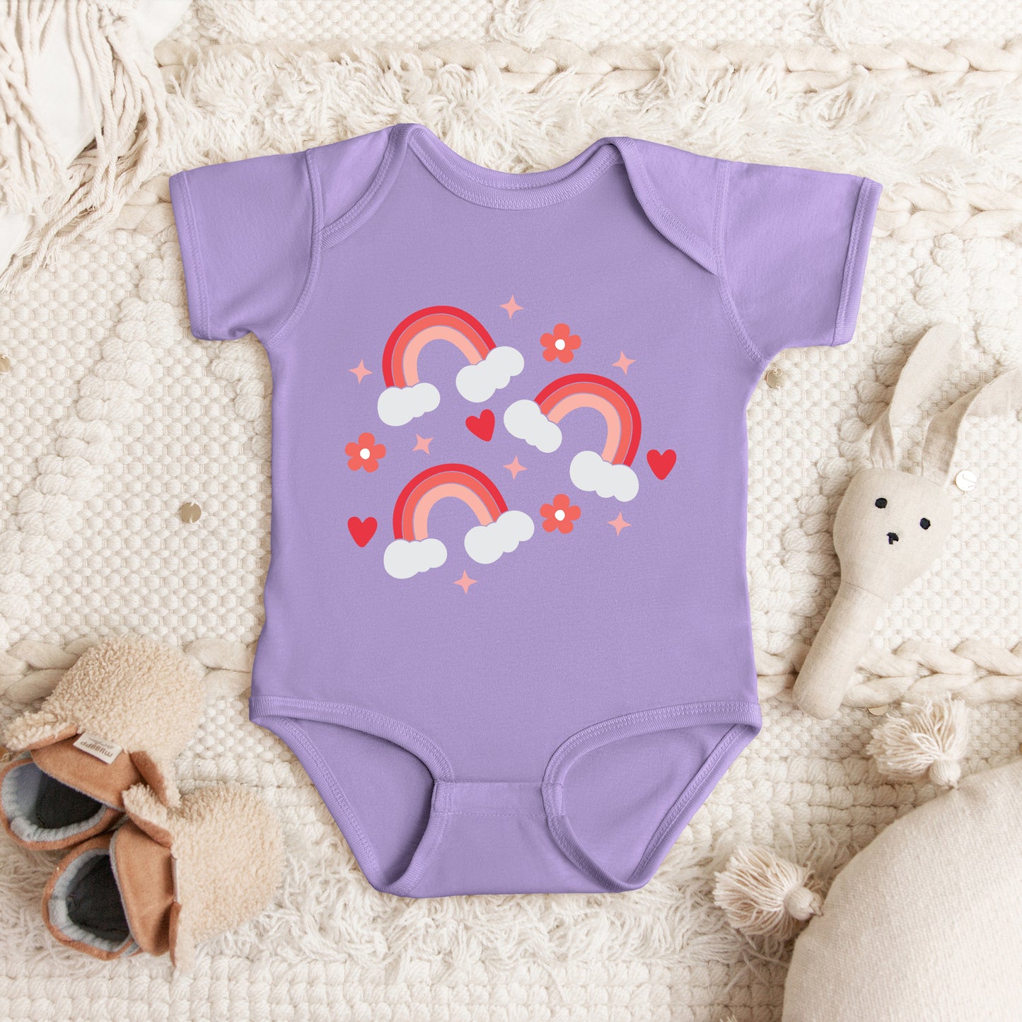 Valentine Rainbow | Baby Graphic Short Sleeve Onesie