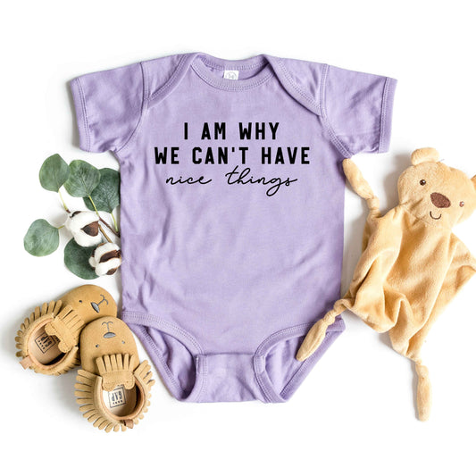 Can't Have Nice Things Cursive | Baby Graphic Short Sleeve Onesie