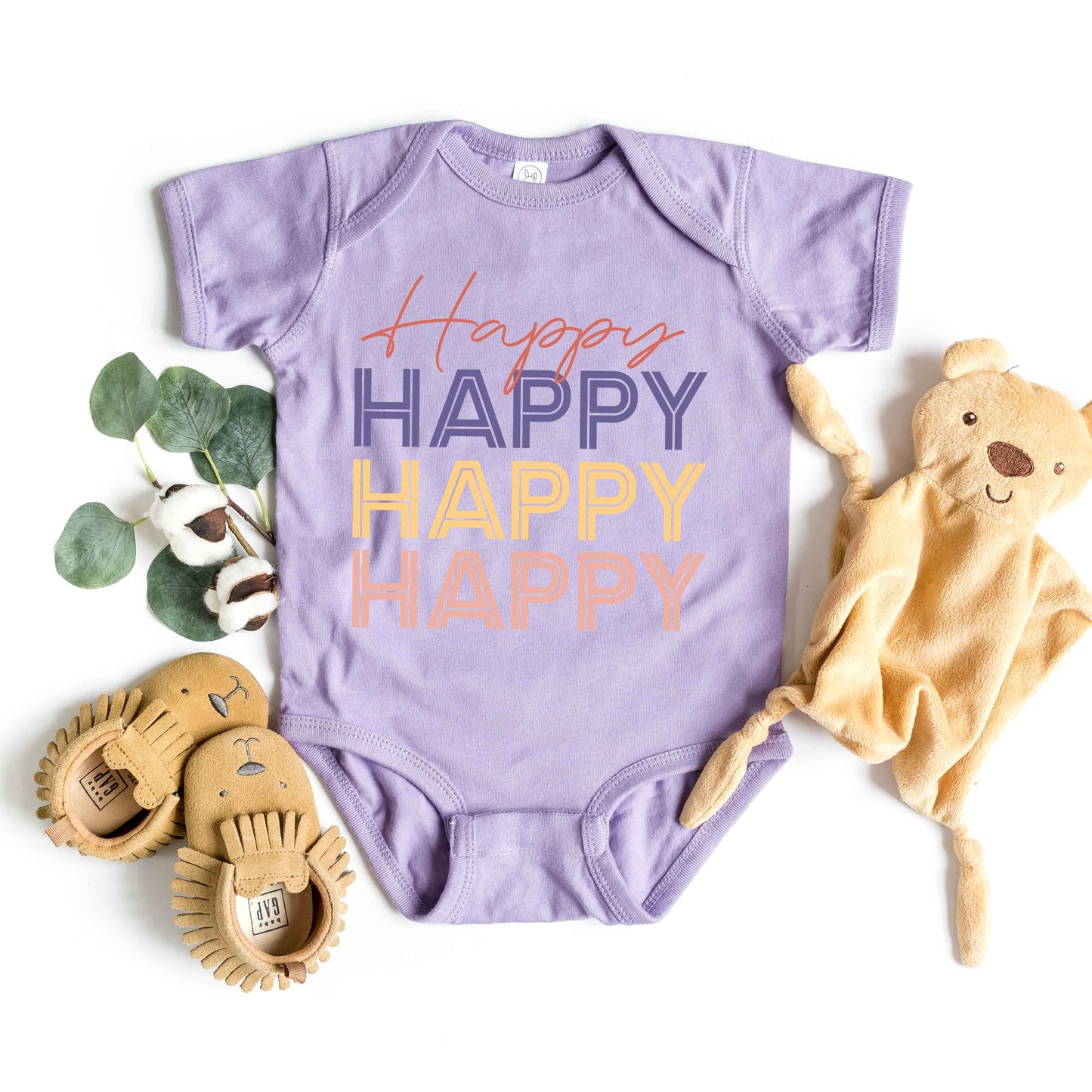 Happy Stacked | Baby Graphic Short Sleeve Onesie