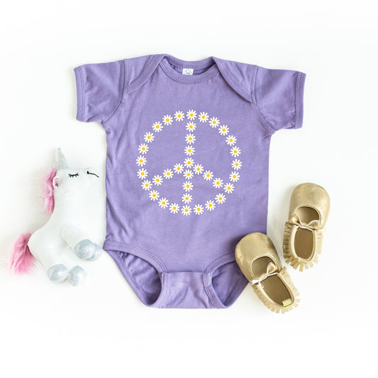 Daisy Peace Sign | Baby Graphic Short Sleeve Onesie