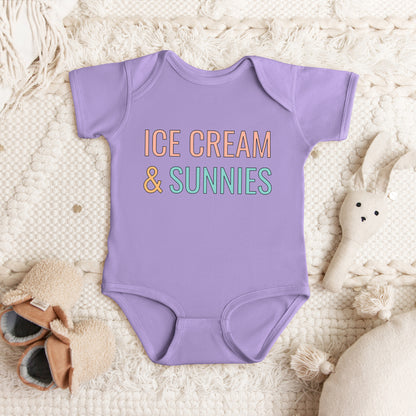 Ice Cream And Sunnies | Baby Graphic Short Sleeve Onesie