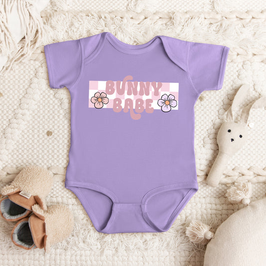 Bunny Babe Flowers | Baby Graphic Short Sleeve Onesie