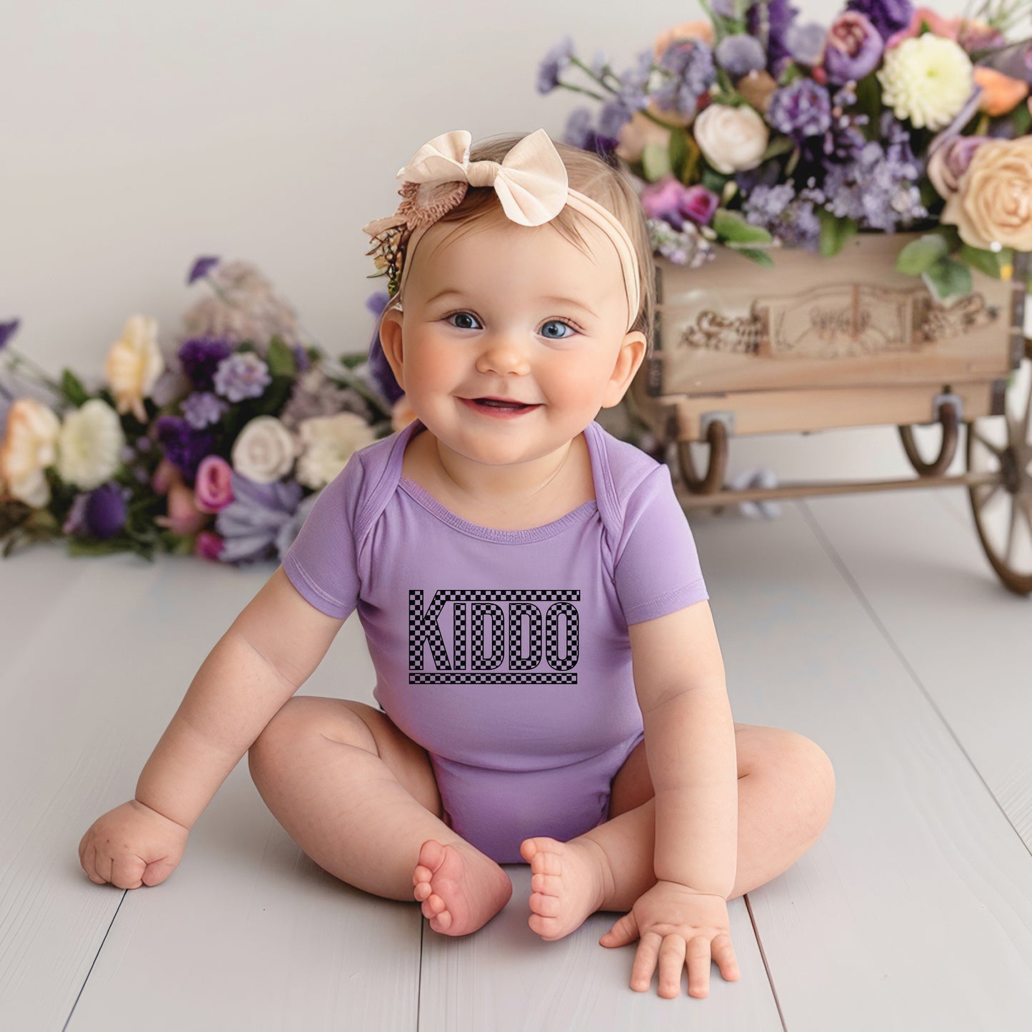 Kiddo Checkered | Baby Graphic Short Sleeve Onesie