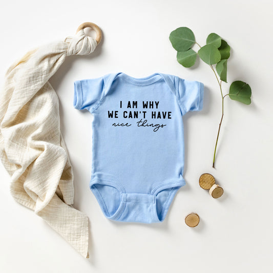 Can't Have Nice Things Cursive | Baby Graphic Short Sleeve Onesie