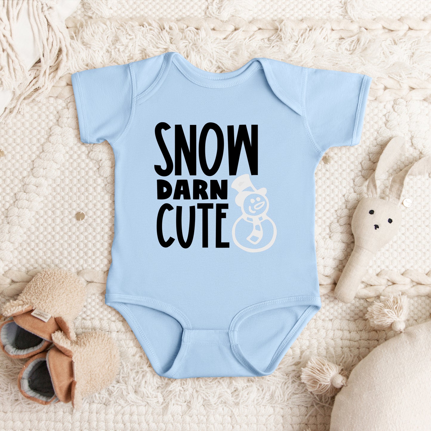 Snow Darn Cute Glitter | Baby Graphic Short Sleeve Onesie