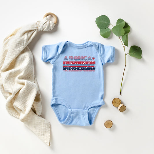 America With Stars And Stripes | Baby Graphic Short Sleeve Onesie