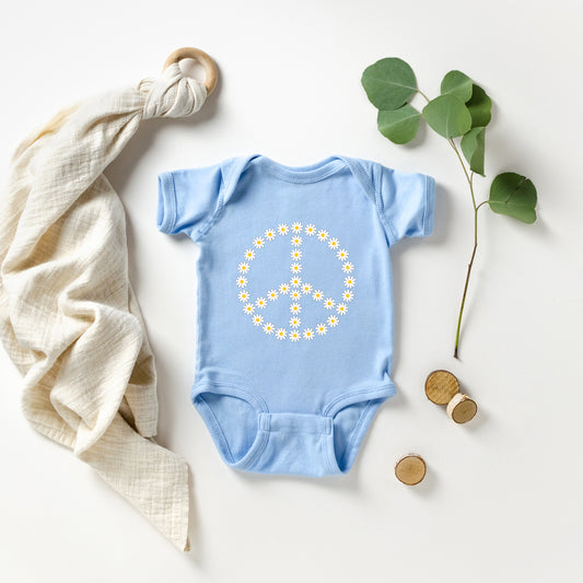 Daisy Peace Sign | Baby Graphic Short Sleeve Onesie