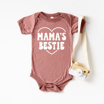 Mama's Bestie Heart | Baby Graphic Short Sleeve Onesie