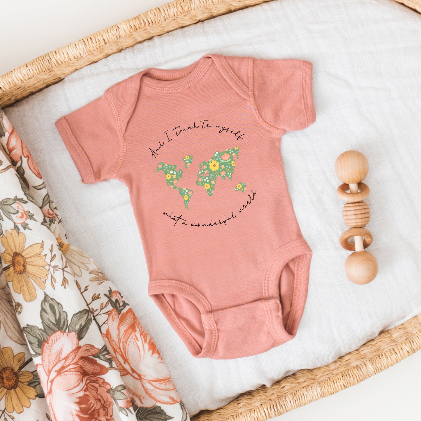 What A Wonderful World | Baby Graphic Short Sleeve Onesie