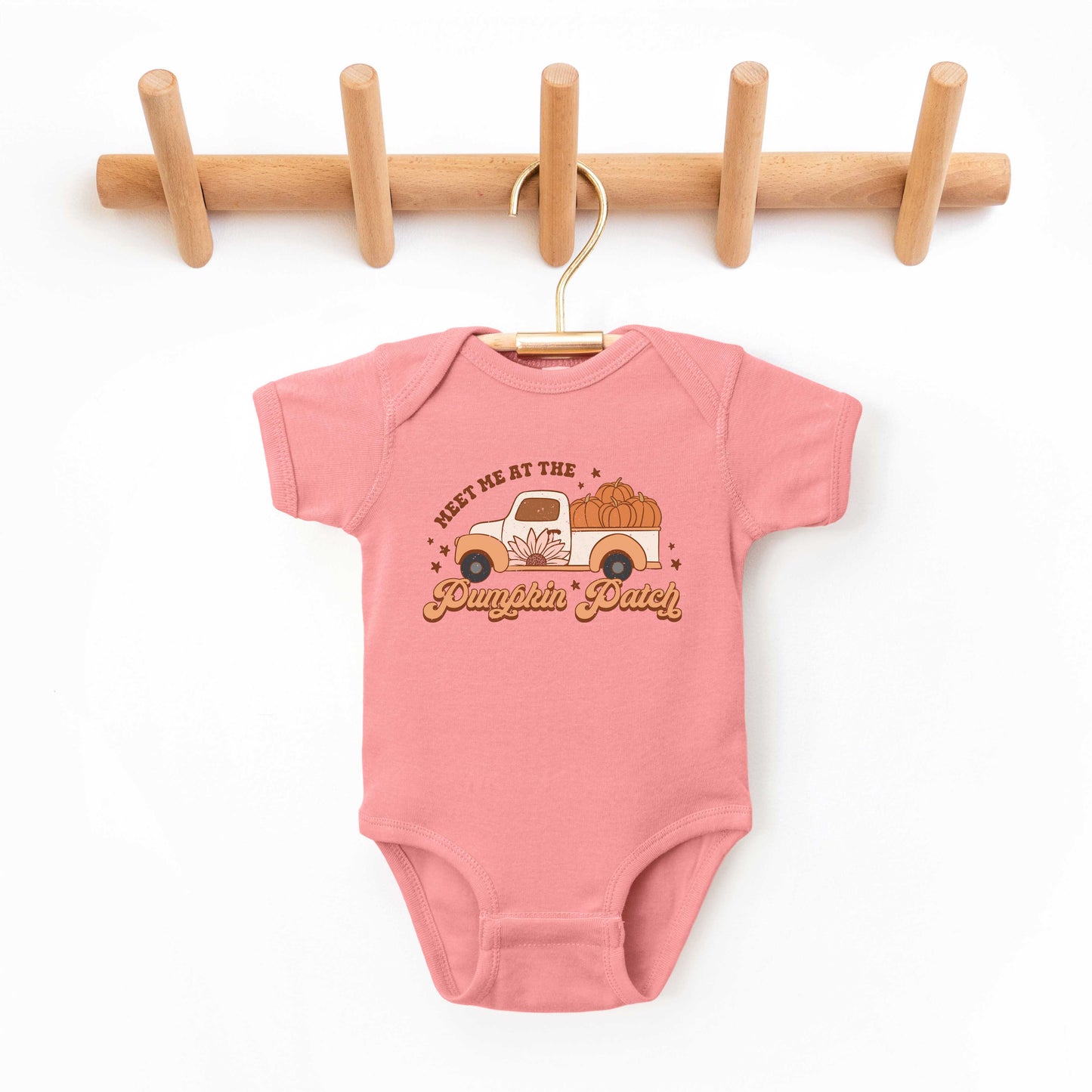 Meet Me Pumpkin Patch Colorful | Baby Graphic Short Sleeve Onesie