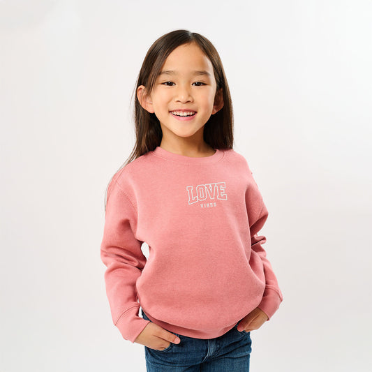 Embroidered Varsity Love Vibes | Toddler Graphic Sweatshirt