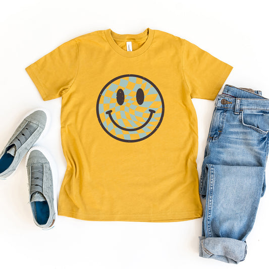Checker Board Smiley Face | Youth Graphic Short Sleeve Tee