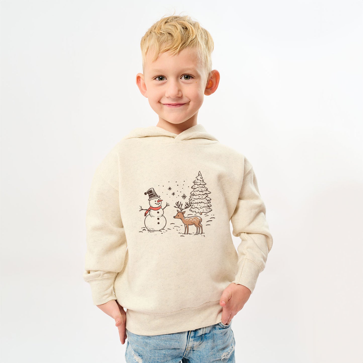 Deer Snowman Scene | Toddler Graphic Hoodie