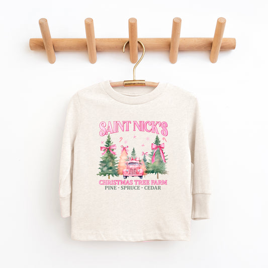 Coquette St. Nick's Tree Farm | Toddler Graphic Long Sleeve Tee