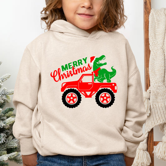 Christmas Dino Truck | Toddler Graphic Hoodie