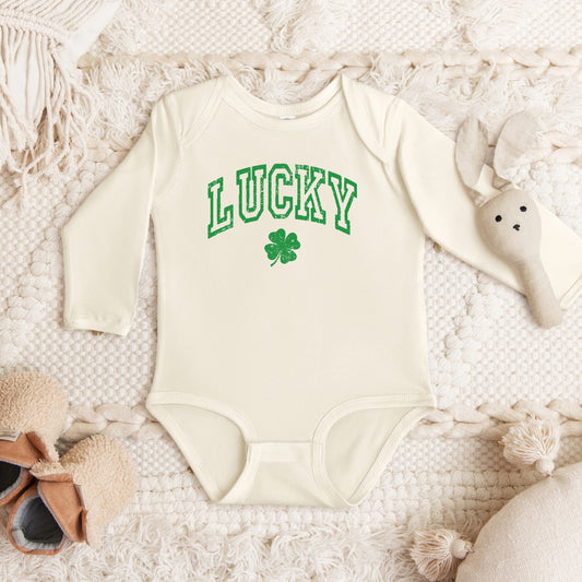 Lucky Clover Distressed | Baby Graphic Long Sleeve Onesie