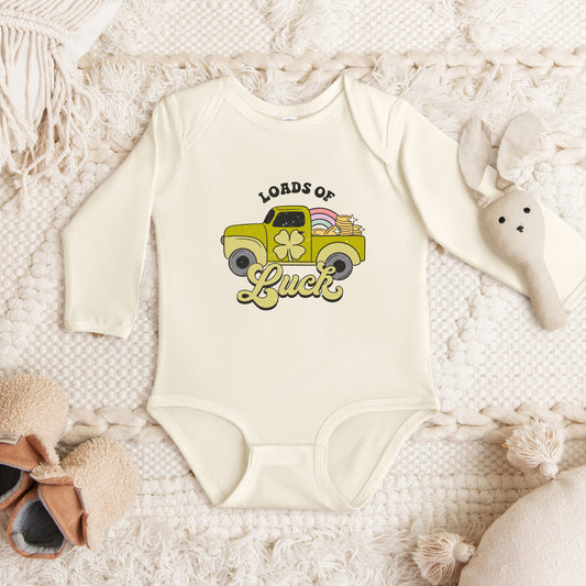 Loads Of Luck Retro Truck | Baby Graphic Long Sleeve Onesie