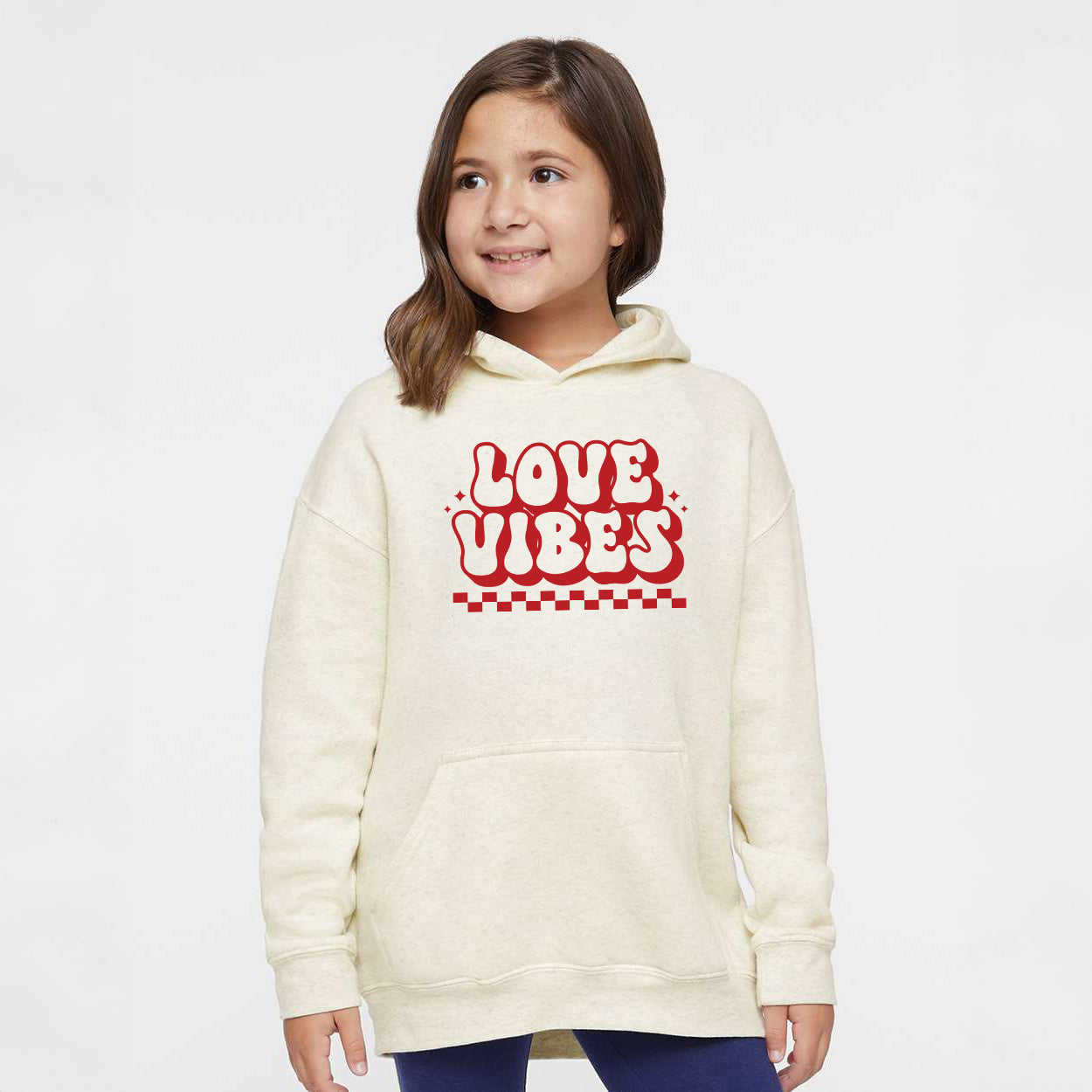 Love Vibes Checkered | Youth Graphic Hoodie