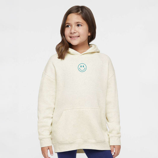 Embroidered Smiley Face Outline | Youth Graphic Hoodie