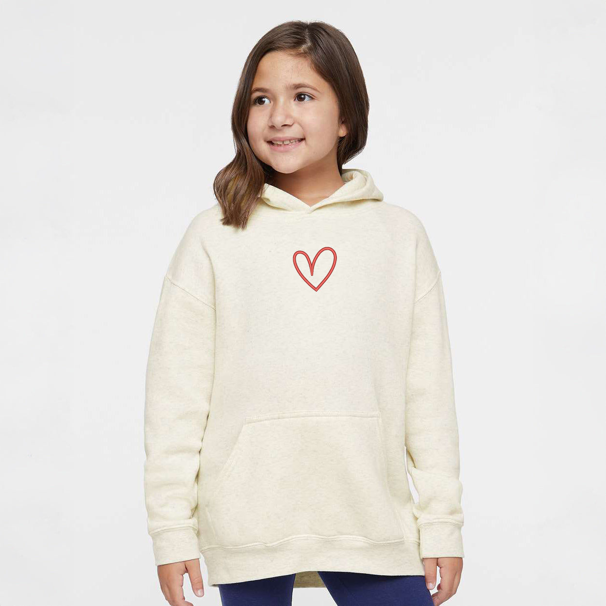 Embroidered Hand Drawn Heart | Youth Graphic Hoodie