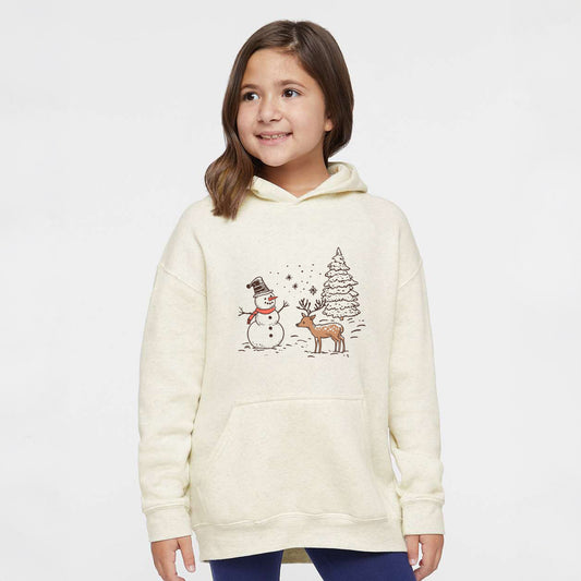 Deer Snowman Scene | Youth Graphic Hoodie