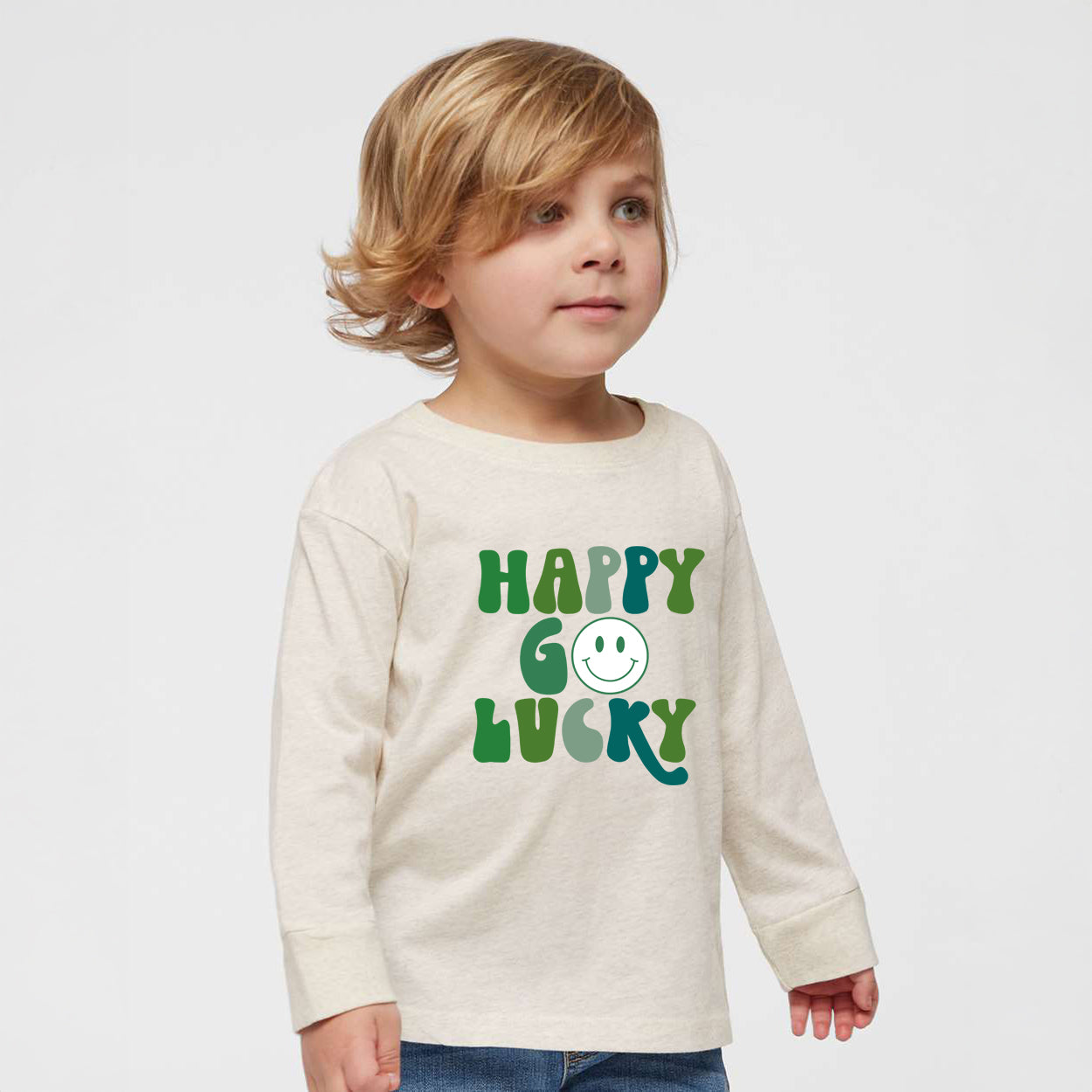 Happy Go Lucky Smiley Face | Toddler Graphic Long Sleeve Tee