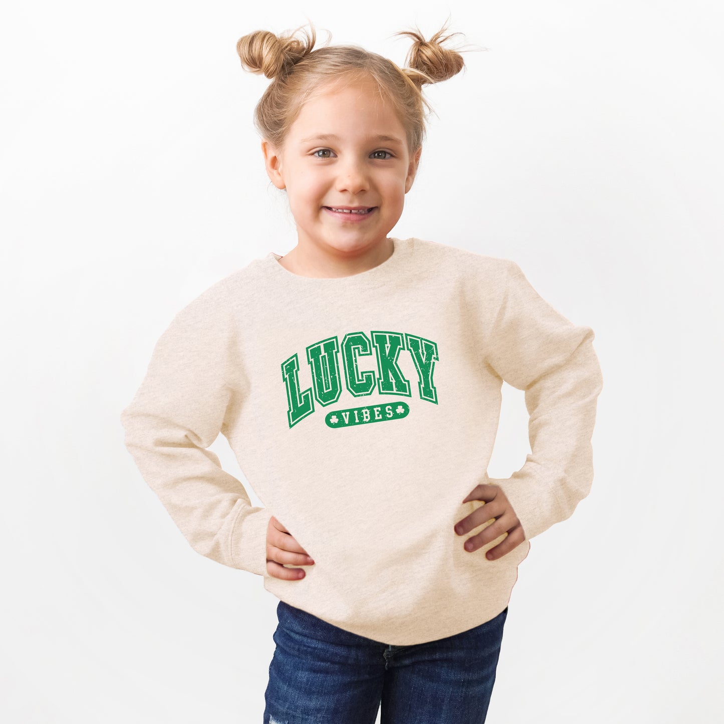 Lucky Vibes Distressed | Toddler Graphic Sweatshirt