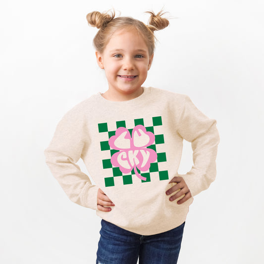 Lucky Clover Checkered | Toddler Graphic Sweatshirt
