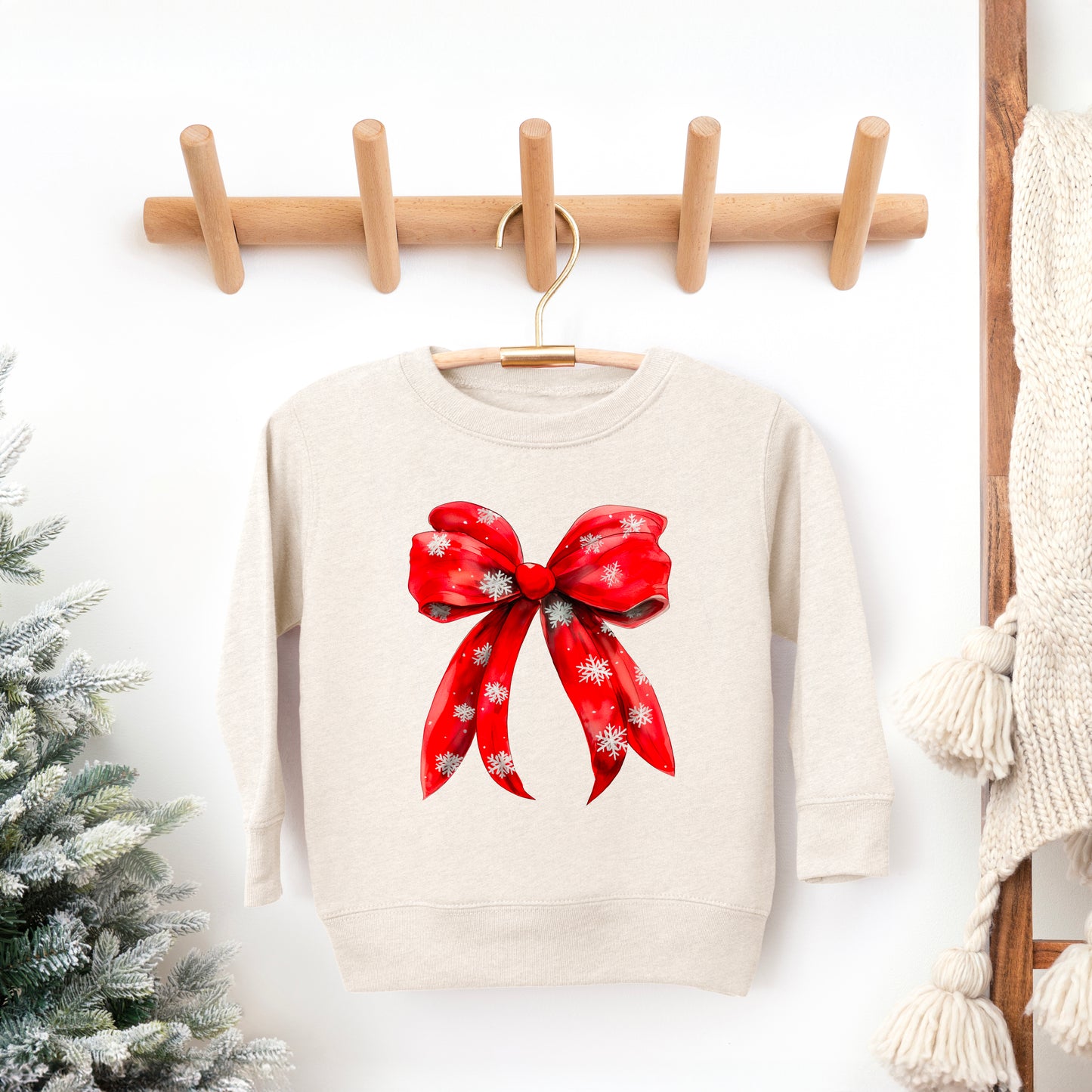 Coquette Christmas Snowflake Bow | Youth Ultra-Soft Graphic Sweatshirt