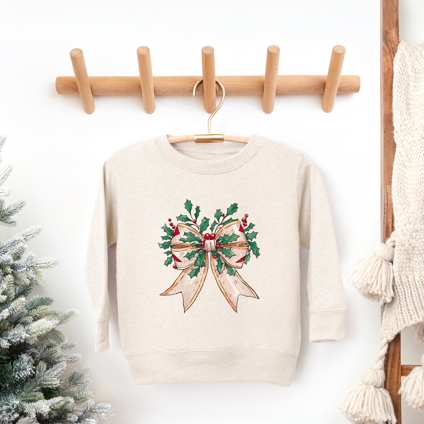 Holly Leaves Coquette | Toddler Graphic Sweatshirt