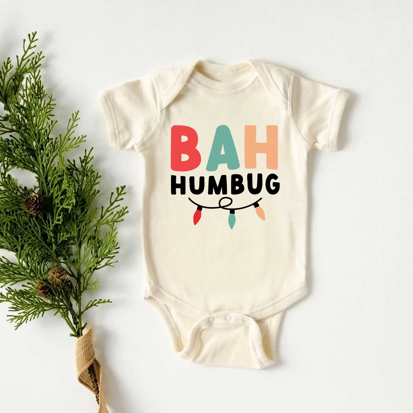 Bah Humbug Lights | Baby Graphic Short Sleeve Onesie