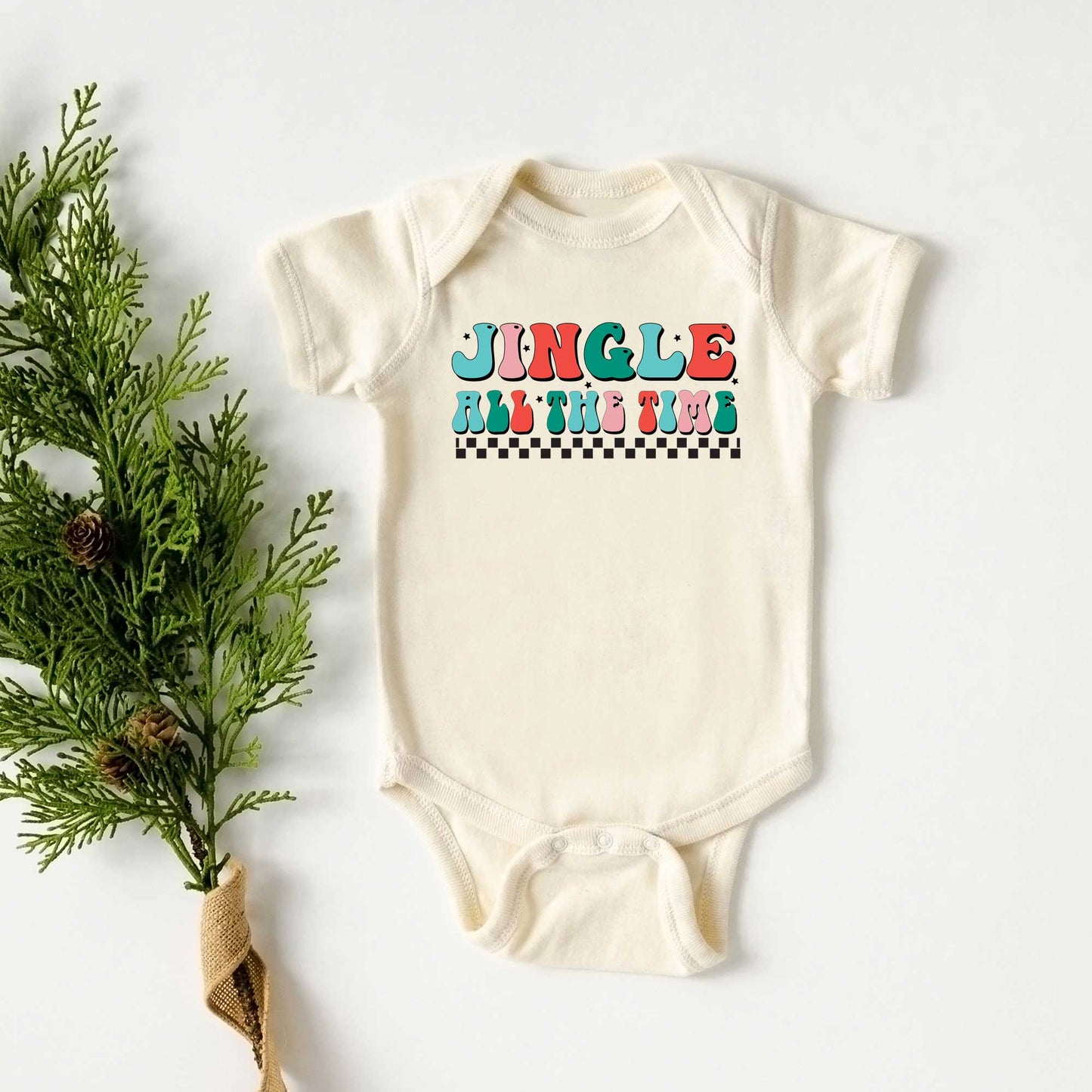 Retro Jingle All The Time | Baby Graphic Short Sleeve Onesie