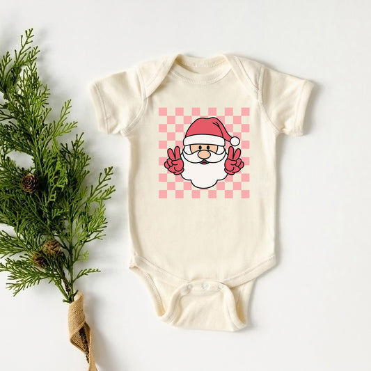 Checkered Santa | Baby Graphic Short Sleeve Onesie