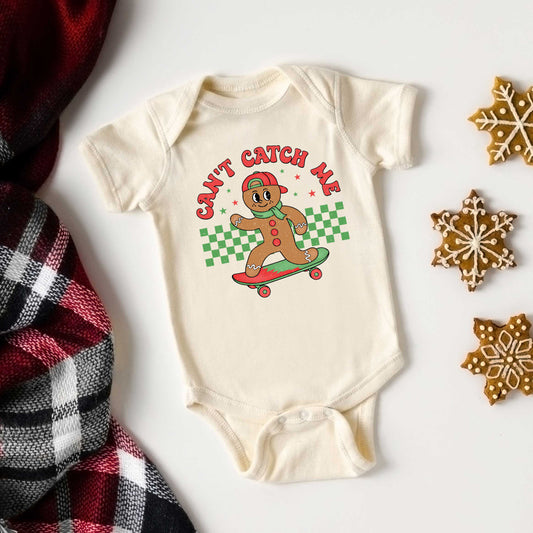 Gingerbread Man Skateboard | Baby Graphic Short Sleeve Onesie