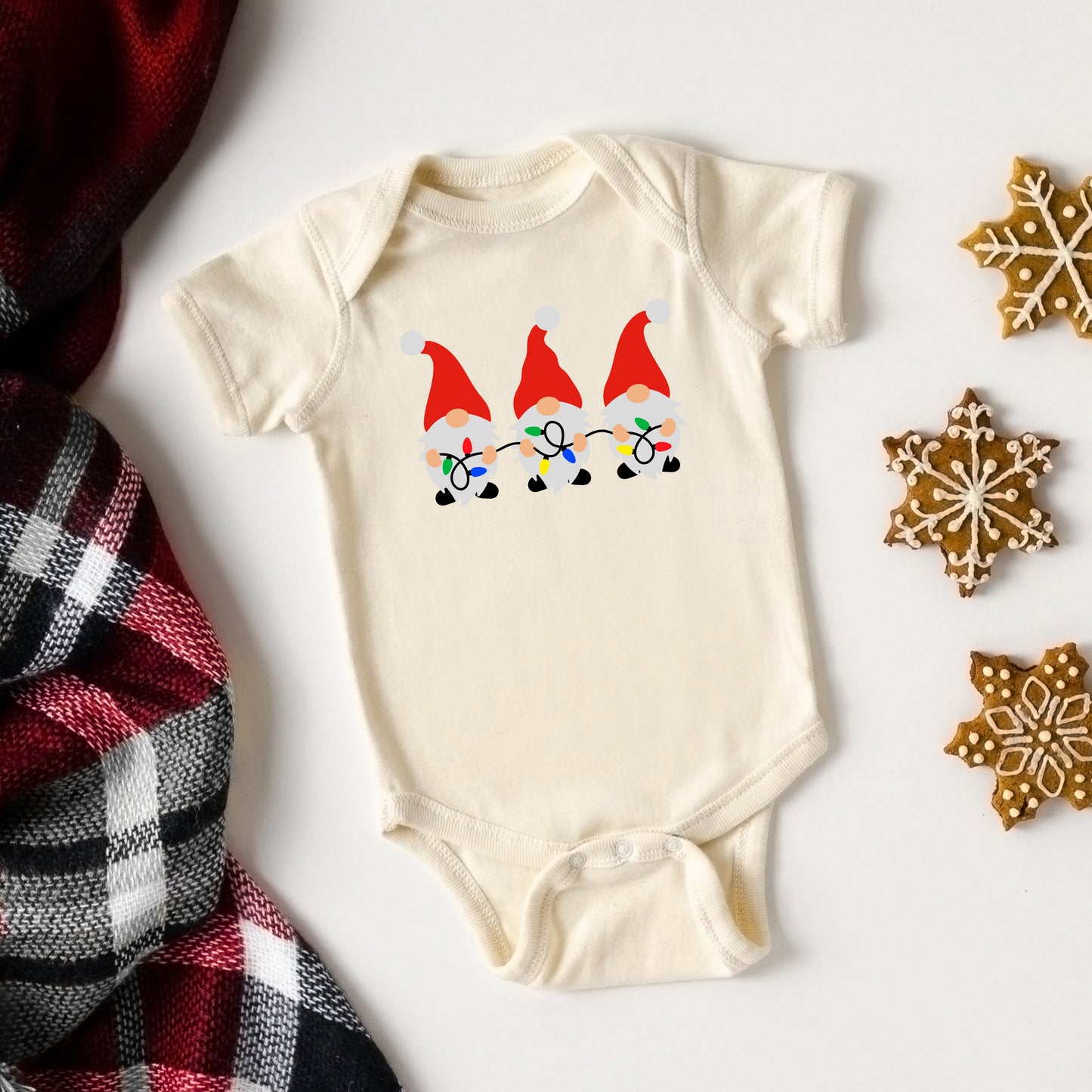 Gnome Lights | Baby Graphic Short Sleeve Onesie