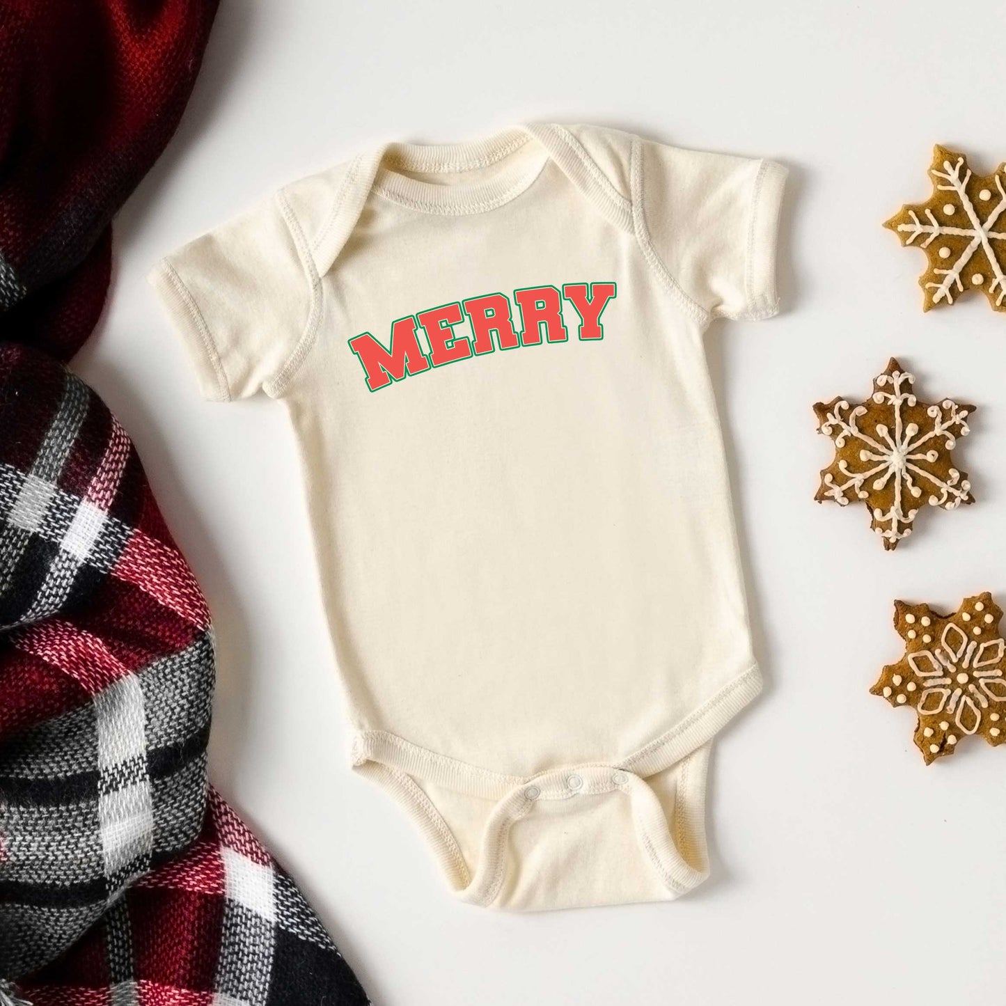 Merry Varsity | Baby Graphic Short Sleeve Onesie