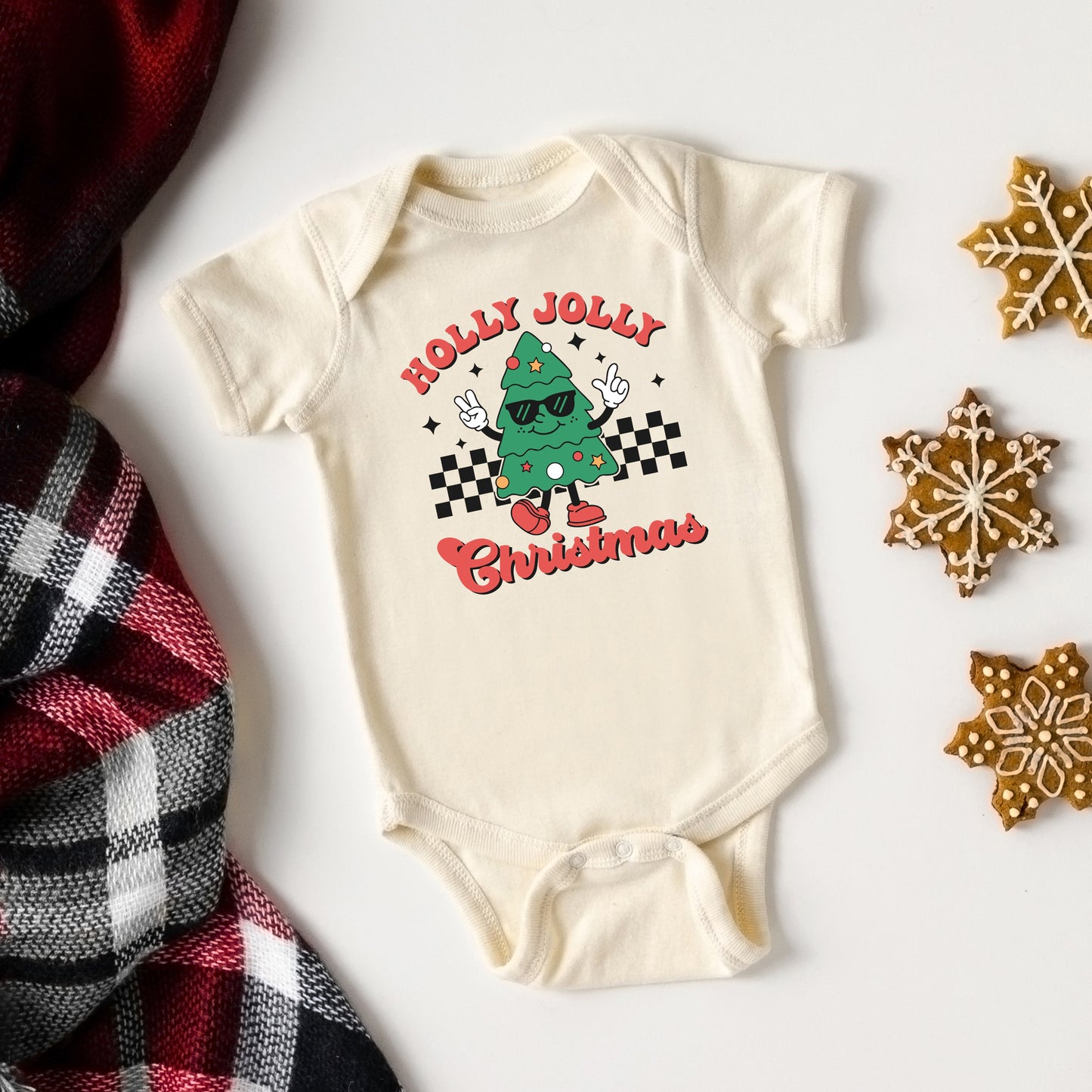 Holly Jolly Christmas Tree | Baby Graphic Short Sleeve Onesie