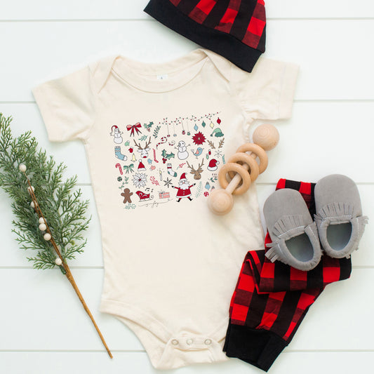 Christmas Doodles | Baby Graphic Short Sleeve Onesie