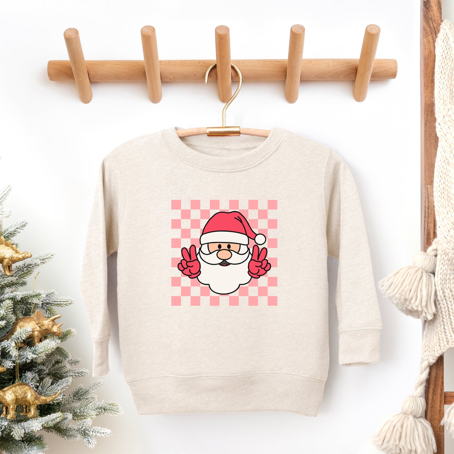 Checkered Santa | Youth Ultra-Soft Graphic Sweatshirt