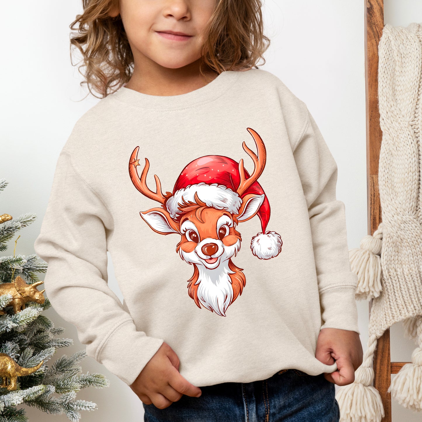 Cute Reindeer Head | Toddler Graphic Sweatshirt