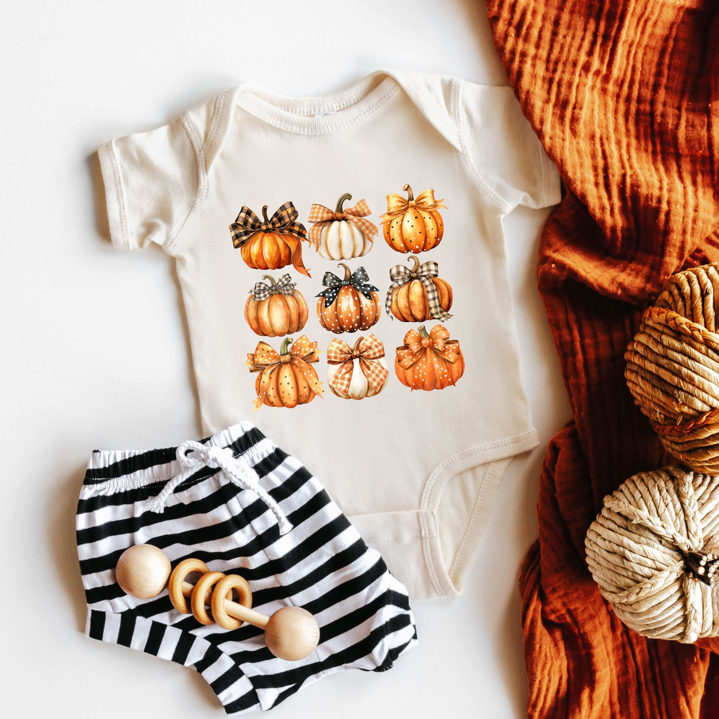 Coquette Fall Pumpkin Chart | Baby Graphic Short Sleeve Onesie