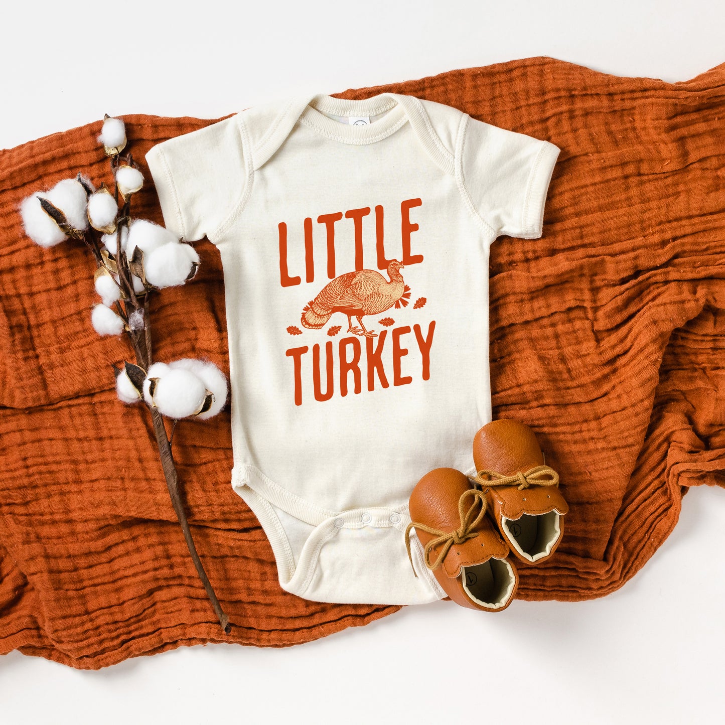 Little Turkey Orange | Baby Graphic Short Sleeve Onesie