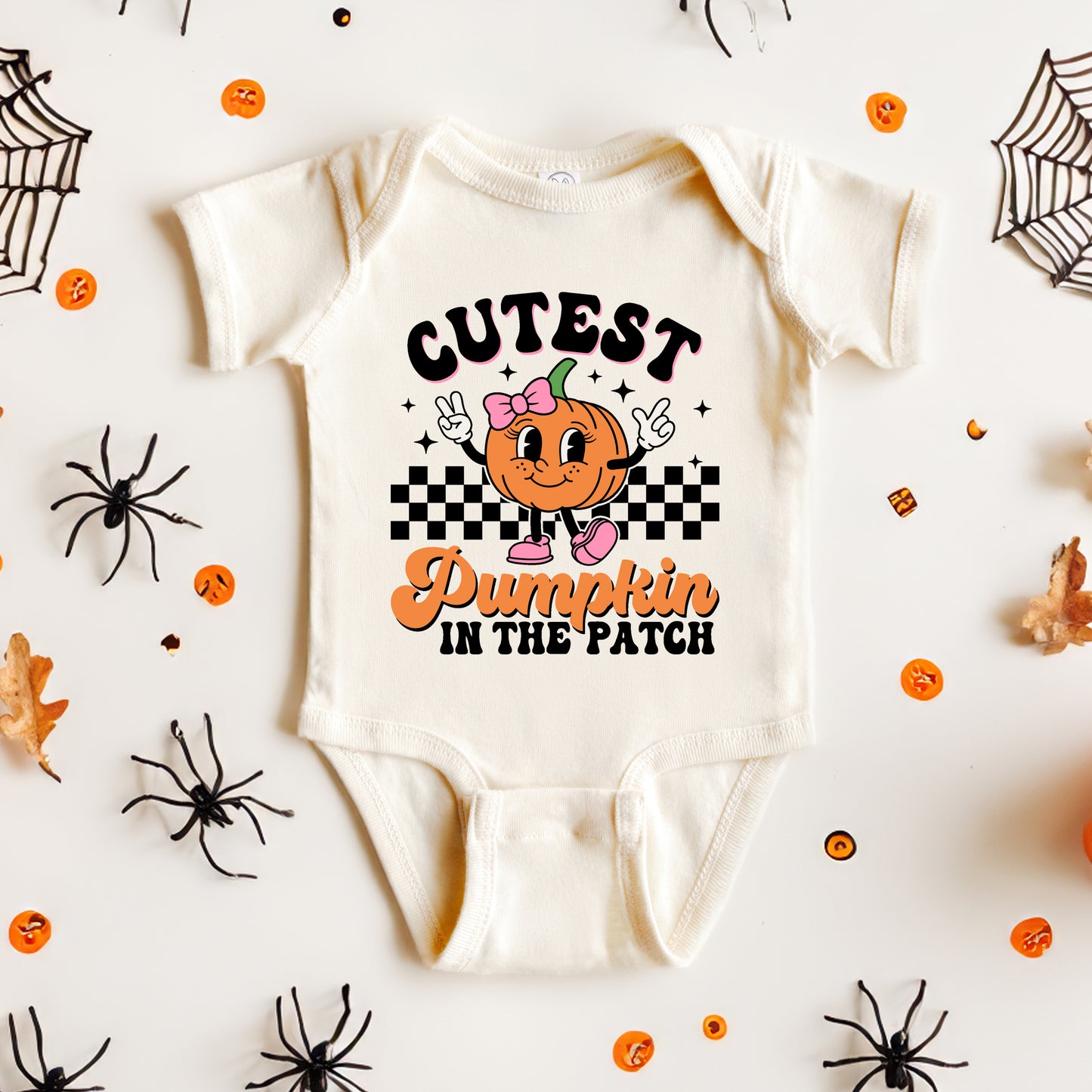 Cutest Pumpkin Checkered | Baby Graphic Short Sleeve Onesie