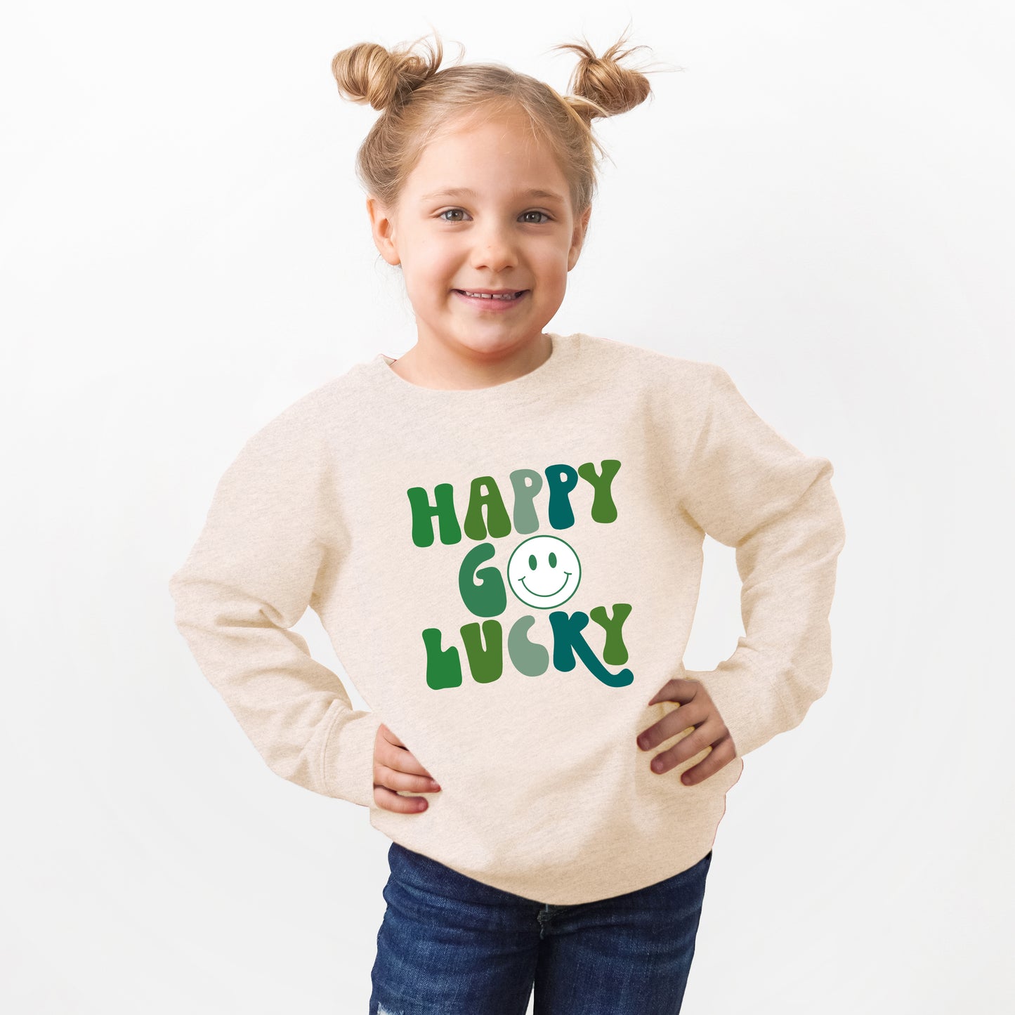 Happy Go Lucky Smiley Face | Youth Ultra-Soft Graphic Sweatshirt