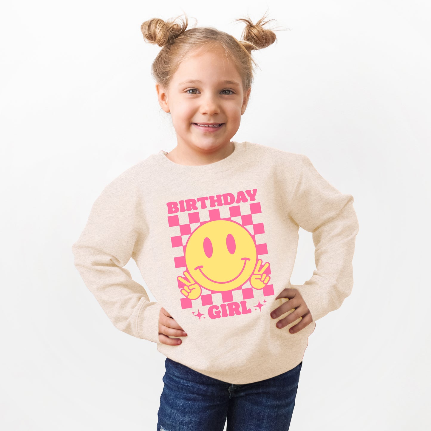 Birthday Girl Checkered | Toddler Graphic Sweatshirt