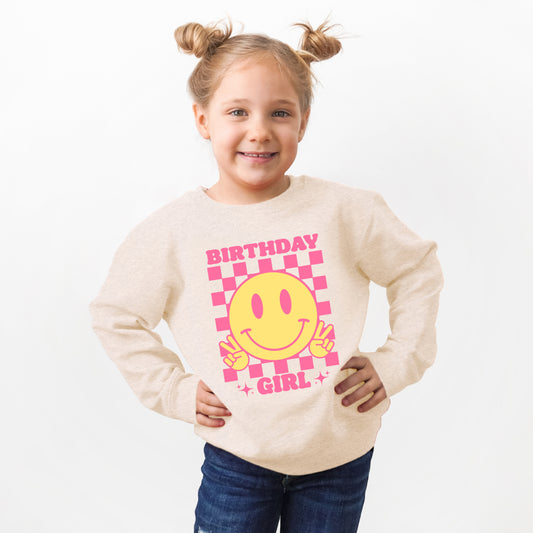 Birthday Girl Checkered | Youth Ultra-Soft Graphic Sweatshirt